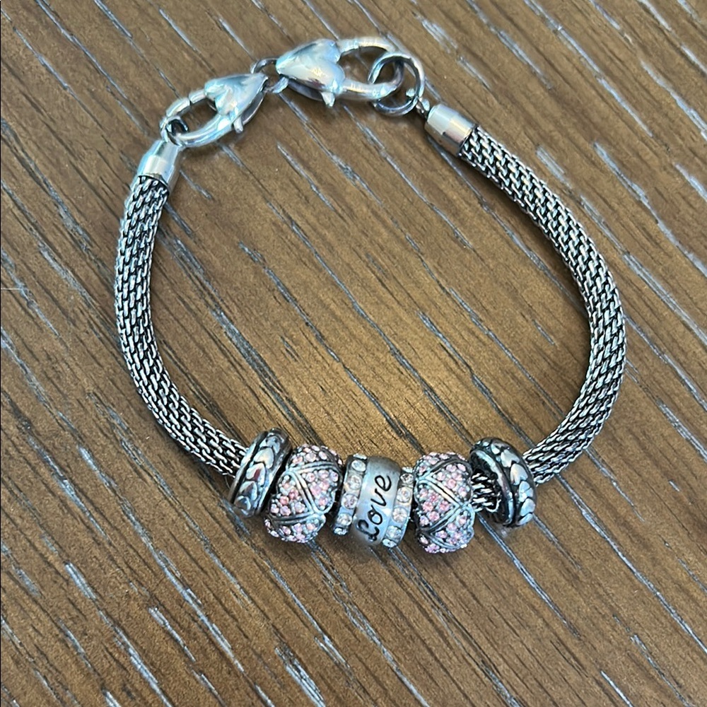 Brighton Elegant Silver and Pink Love Bracelet